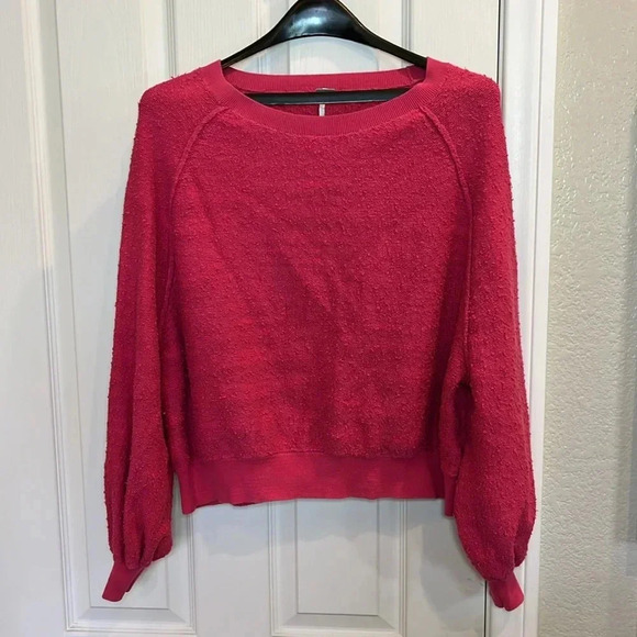 Free People Found My Friend Pullover Pink Fuzzy Soft Crewneck Sweatshirt Small - Picture 5 of 13